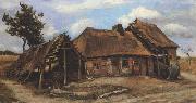 Vincent Van Gogh Cottage with Decrepit Barn and Stooping Woman (nn04) USA oil painting reproduction